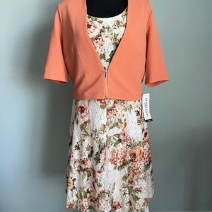 NWT Perceptions 2-Piece Floral Dress with Jacket L